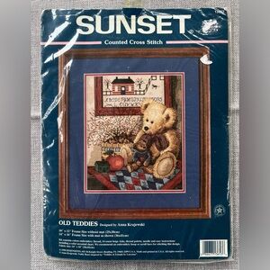 Sunset Counted Cross Stitch Kit - Old Teddies | 14 Count Aida